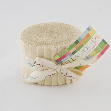 Moda Fabric Pre Cuts Moda Fabric Junior Jelly Roll Bella Solids Ivory  - The Sewing Studio for sale UK - The Sewing Studio