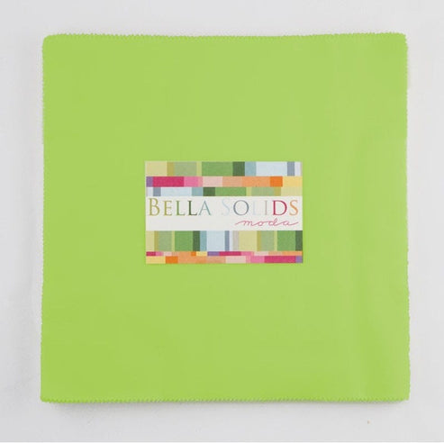 Moda Fabric Pre Cuts Moda Fabric Junior Layer Cakes Bella Solids Lime  - The Sewing Studio