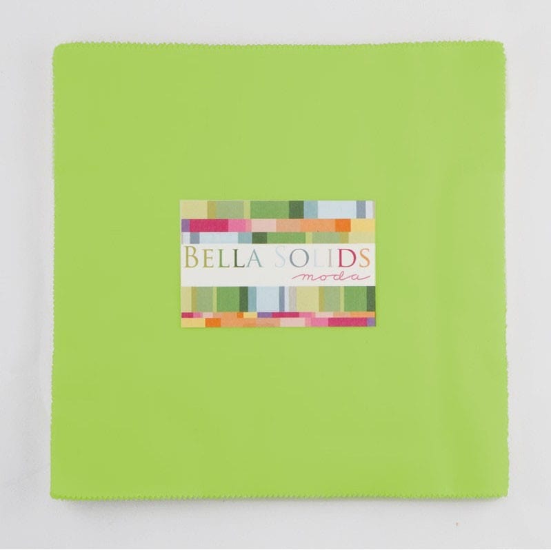 Moda Fabric Pre Cuts Moda Fabric Junior Layer Cakes Bella Solids Lime  - The Sewing Studio