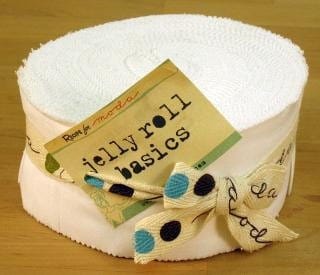 Moda Fabric Pre Cuts Moda Jelly Rolls White Bella Solid  - The Sewing Studio