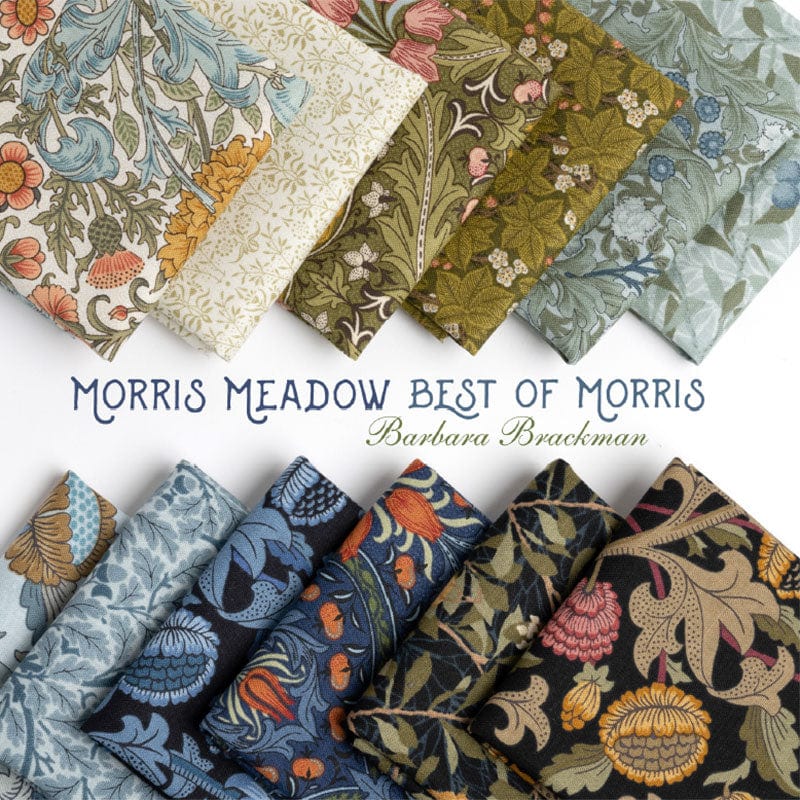 Moda Morris Meadow Bookbinding Damask Kelmscott Blue 8377-15 Lifestyle Image