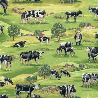 Nutex Fabric Nutex In The Country Cows Scenic Fabric  - The Sewing Studio for sale UK - The Sewing Studio