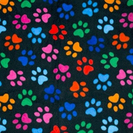 Oddies Fabric Fleece Fleece Anti Pil Premium Polar Fleece:  Paw Prints Black  - The Sewing Studio