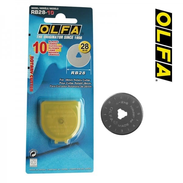 Olfa Rotary Cutters 28mm Olfa replacement rotary cutter blades: 10 Pack  - The Sewing Studio