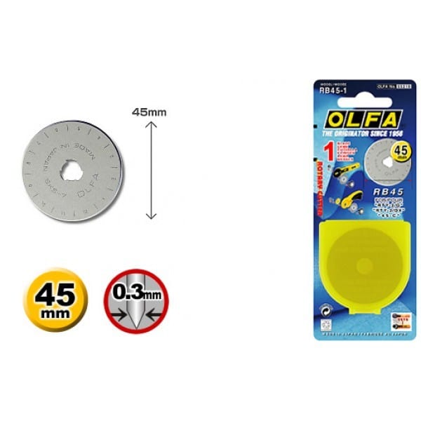 Olfa Rotary Cutters 45mm Olfa replacement rotary cutter blade: 1 pack  - The Sewing Studio