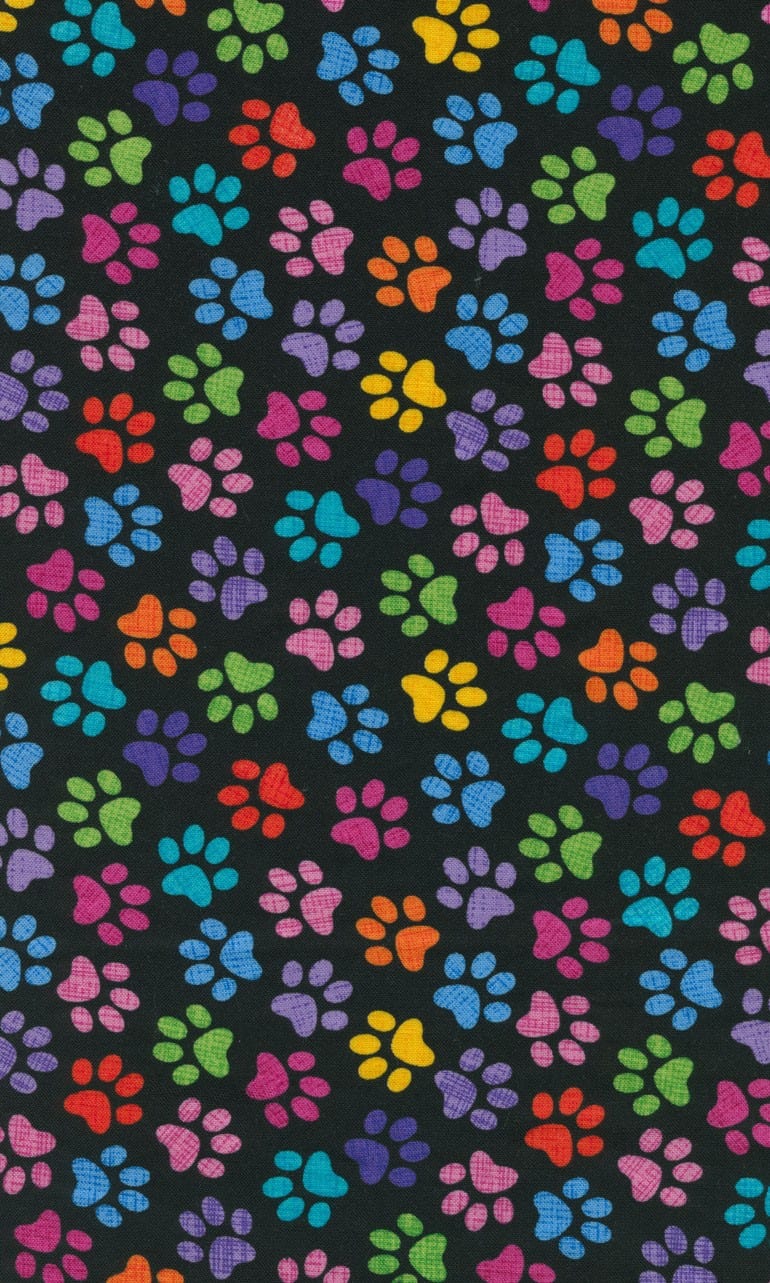 Timeless Treasures Patchwork Fabric Paw Prints Bright