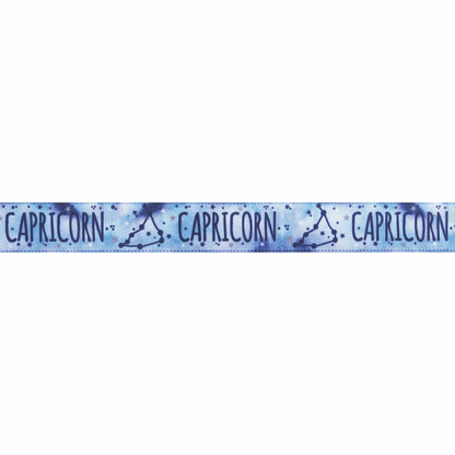 Zodiac Star Sign Ribbon: Capricorn: 15mm wide. Price per metre.