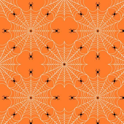 Scaredy Cat Fabric Spiderweb Orange PWRH038