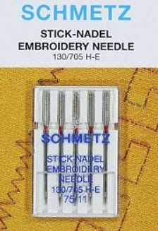 Schmetz Machine Needles Schmetz Sewing Machine Needles Embroidery Size 75/11 Pack of 5  - The Sewing Studio