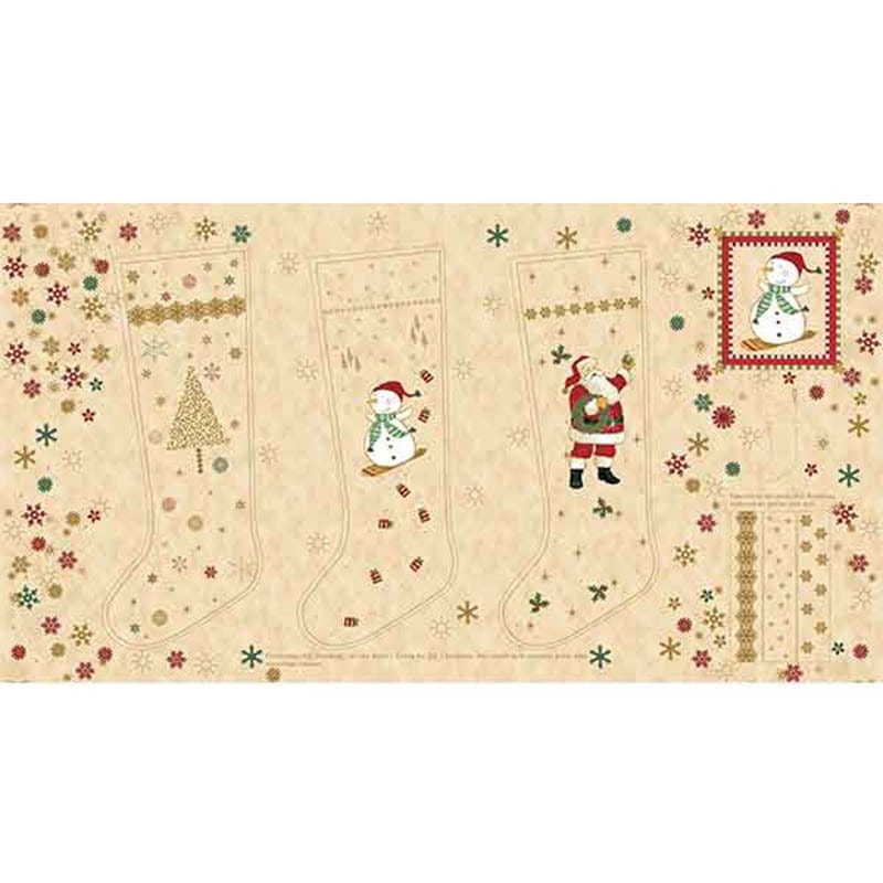 Stof Fabric Panels & Labels Stof Christmas Stocking Fabric Panel 4595-289 Cream  - The Sewing Studio