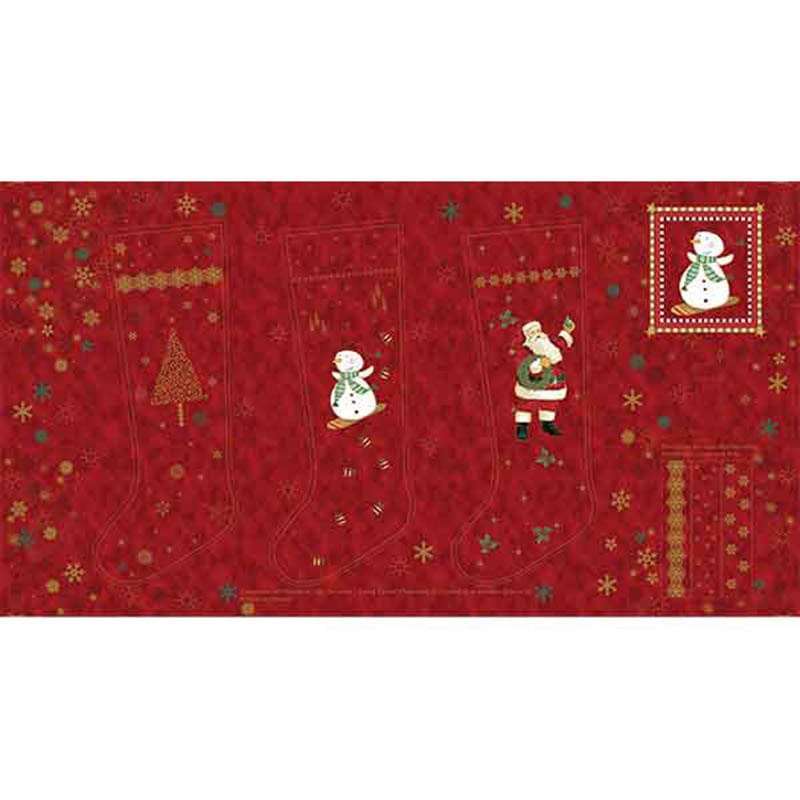 Stof Fabric Panels & Labels Stof Christmas Stocking Fabric Panel 4595-481 Red  - The Sewing Studio