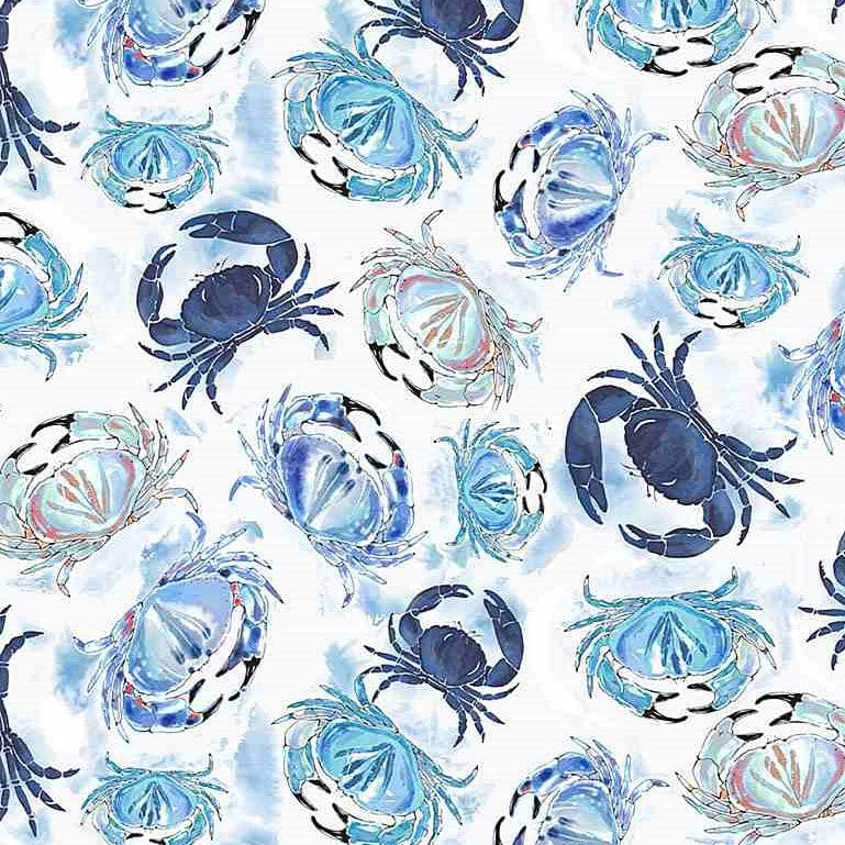 Timeless Treasures Fabric Ocean Blue Crabs