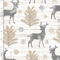 Timeless Treasures Fabric Fleece Softie Minky Fabric Rustic Reindeer  - The Sewing Studio