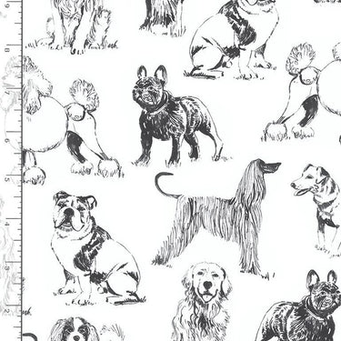 Timeless Treasures Fabric Sketched Realistic Dogs Fabric  - The Sewing Studio for sale UK - The Sewing Studio