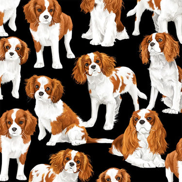 Timeless Treasures Fabric Timeless Treasures Cavalier King Charles Spaniel Black Fabric  - The Sewing Studio for sale UK - The Sewing Studio