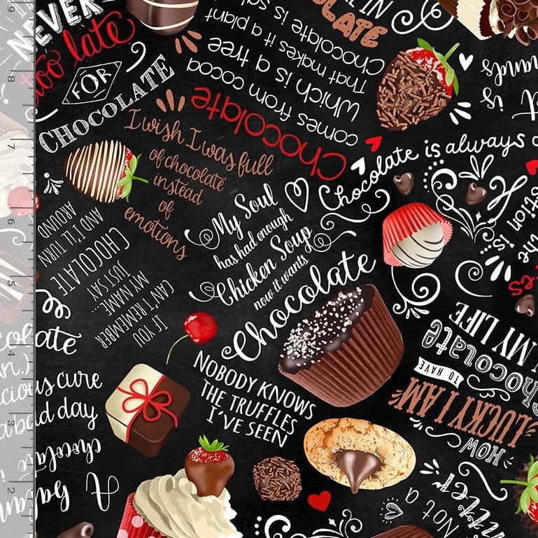 Timeless Treasures Fabric Timeless Treasures Fabric Chocolate Lovers Text  - The Sewing Studio