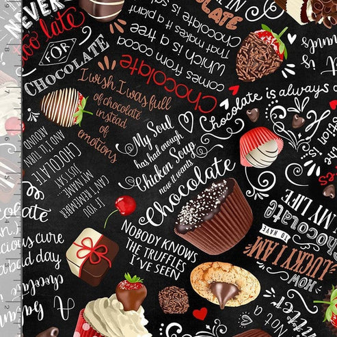 Timeless Treasures Fabric Timeless Treasures Fabric Chocolate Lovers Text  - The Sewing Studio