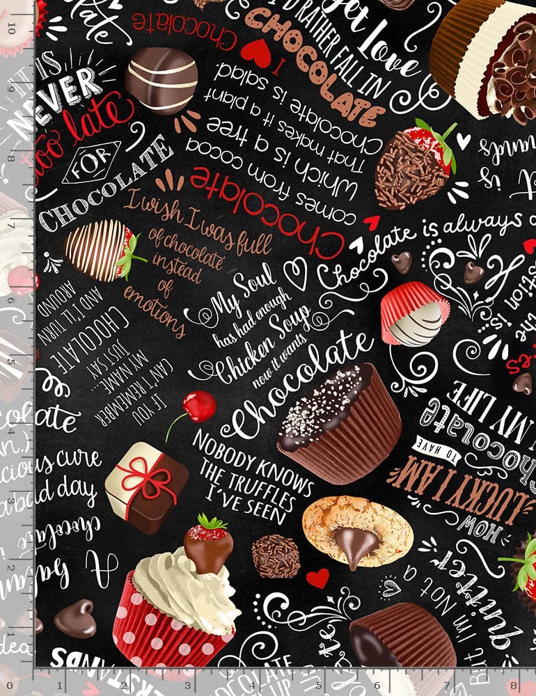 Timeless Treasures Fabric Timeless Treasures Fabric Chocolate Lovers Text  - The Sewing Studio