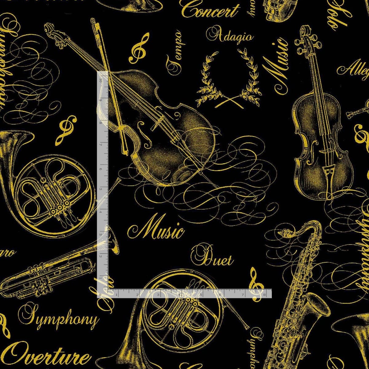 Timeless Treasures Fabric Timeless Treasures Fabric Musical Instruments Black Metallic  - The Sewing Studio