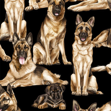 Timeless Treasures Fabric Timeless Treasures German Shepherd Black Fabric  - The Sewing Studio for sale UK - The Sewing Studio