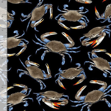 Timeless Treasures Fabric Timeless Treasures Tossed Blue Crabs  - The Sewing Studio for sale UK - The Sewing Studio