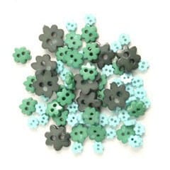 Trimits Buttons Mini Flower Craft Buttons: Green: 2.5g pack  - The Sewing Studio