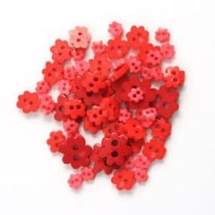 Trimits Buttons Mini Flower Craft Buttons: Red: 2.5g pack  - The Sewing Studio