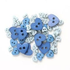 Trimits Buttons Mini Hearts Craft Buttons Blue: 2.5g pack  - The Sewing Studio