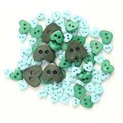 Trimits Buttons Mini Hearts Craft Buttons Green: 2.5g pack  - The Sewing Studio for sale UK - The Sewing Studio