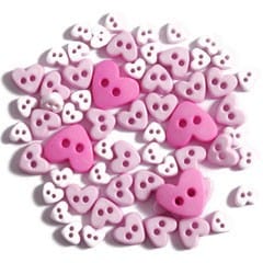 Trimits Buttons Mini Hearts Craft Buttons Pink: 2.5g pack  - The Sewing Studio