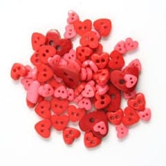 Trimits Buttons Mini Hearts Craft Buttons Red: 2.5g pack  - The Sewing Studio