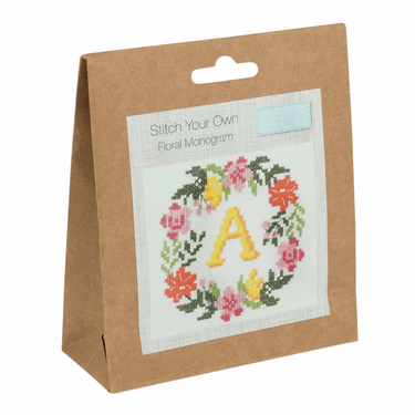 Trimits Cross Stitch Kits Cross Stitch Kit Monogram Wreath Floral  - The Sewing Studio for sale UK - The Sewing Studio