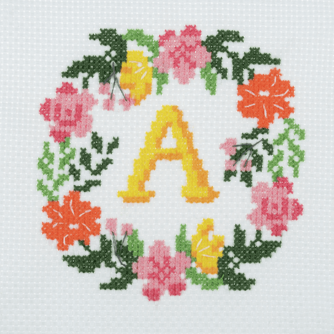 Trimits Cross Stitch Kits Cross Stitch Kit Monogram Wreath Floral  - The Sewing Studio