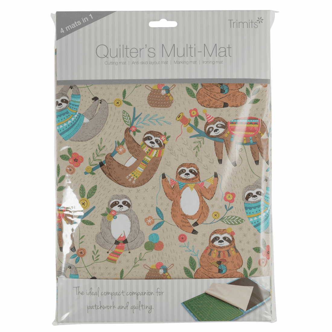 Trimits Cutting Mats Quilters Multi-Mat: A4 (30 x 24cm): Sloth  - The Sewing Studio