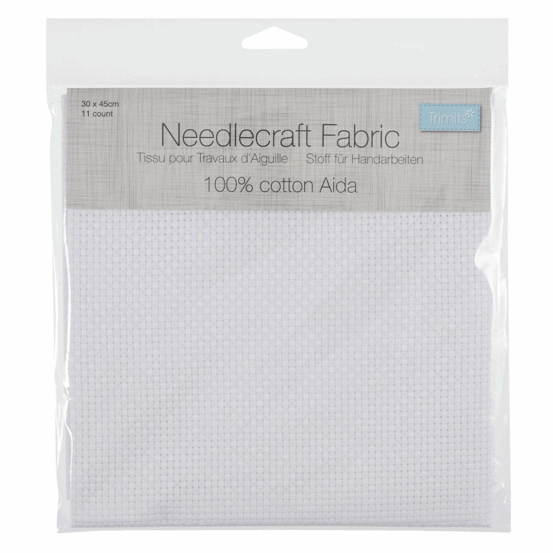 Trimits Embroidery Accessories Aida Needlecraft Fabric 11 Count 30cm x 45cm White  - The Sewing Studio