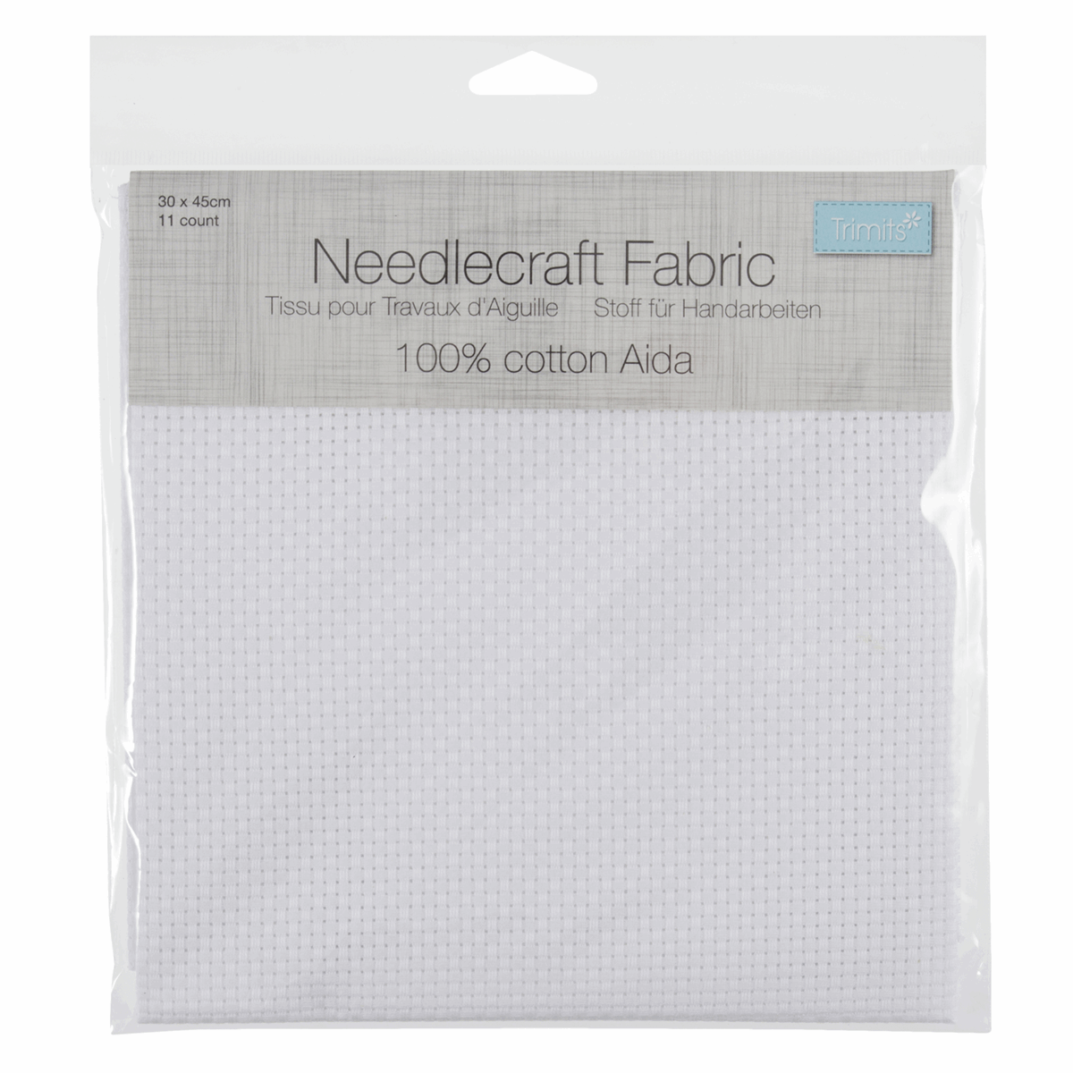 Trimits Embroidery Accessories Aida Needlecraft Fabric 11 Count 30cm x 45cm White  - The Sewing Studio