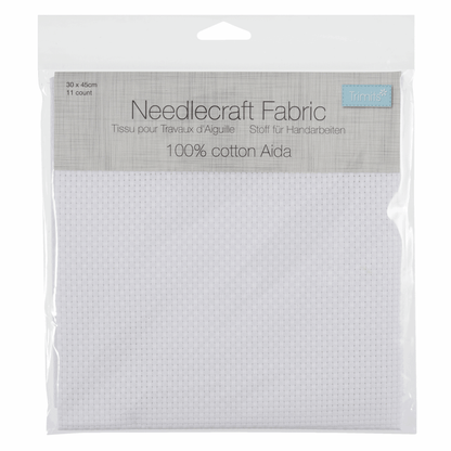 Trimits Embroidery Accessories Aida Needlecraft Fabric 11 Count 30cm x 45cm White  - The Sewing Studio