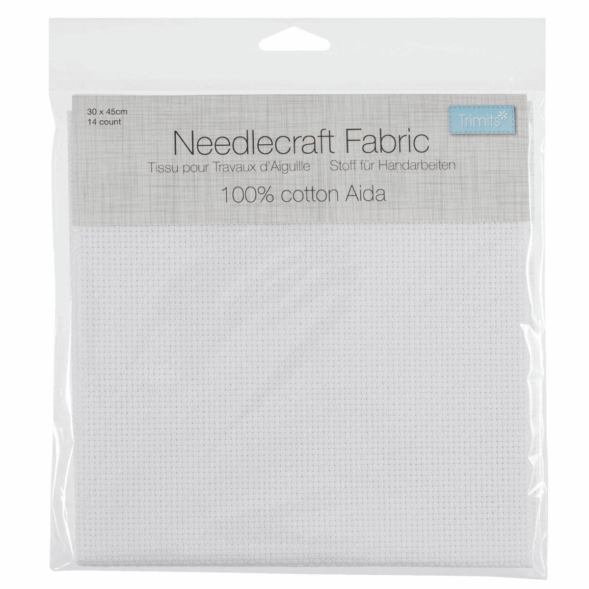 Trimits Embroidery Accessories Aida Needlecraft Fabric 14 Count 30cm x 45cm White  - The Sewing Studio