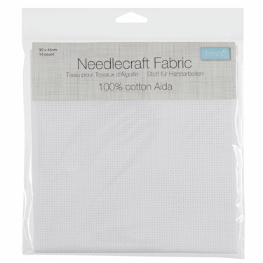 Trimits Embroidery Accessories Aida Needlecraft Fabric 14 Count 30cm x 45cm White  - The Sewing Studio for sale UK - The Sewing Studio