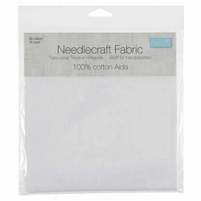 Trimits Embroidery Accessories Aida Needlecraft Fabric 16 Count 30cm x 45cm White  - The Sewing Studio