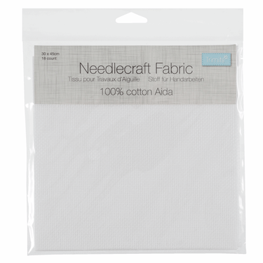 Trimits Embroidery Accessories Aida Needlecraft Fabric 18 Count 30cm x 45cm White  - The Sewing Studio for sale UK - The Sewing Studio