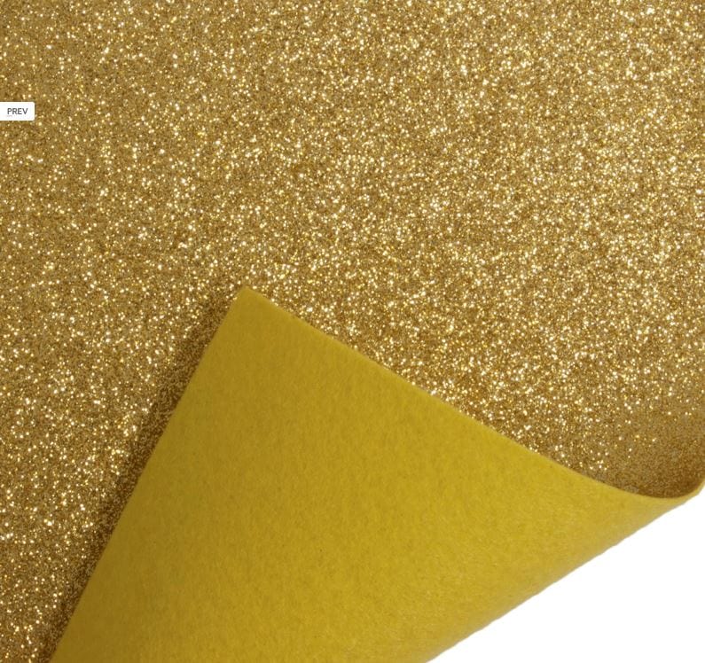 Trimits Felt Glitter Felt Fabric Sheet Gold 23cm x30cm  - The Sewing Studio