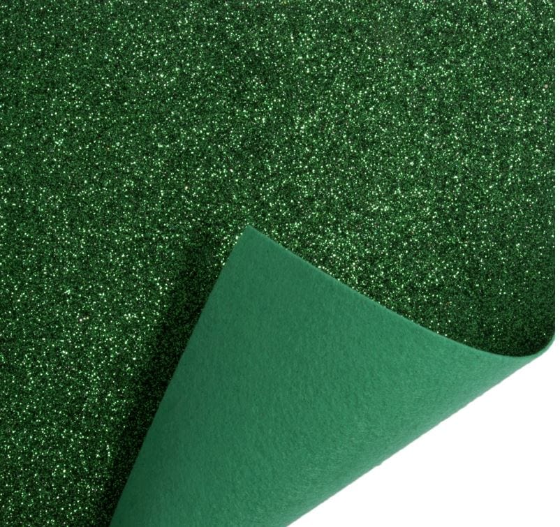 Trimits Felt Glitter Felt Fabric Sheet Green 23cm x 30cm  - The Sewing Studio