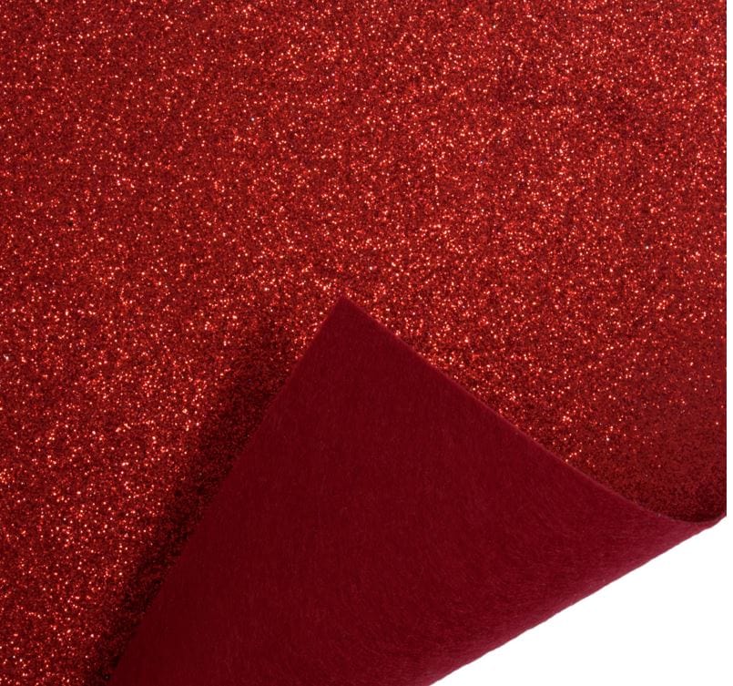 Trimits Felt Glitter Felt Fabric Sheet Red 23cm x 30cm  - The Sewing Studio