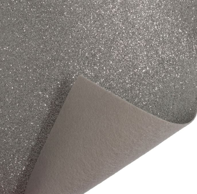 Trimits Felt Glitter Felt Fabric Sheet Silver 23cm x 30cm  - The Sewing Studio