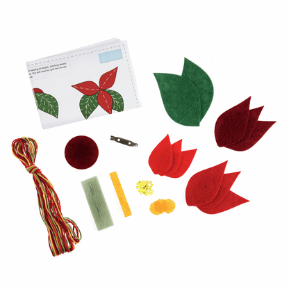 Trimits Felting Kits Felt Kit Christmas Poinsettia Brooch  - The Sewing Studio